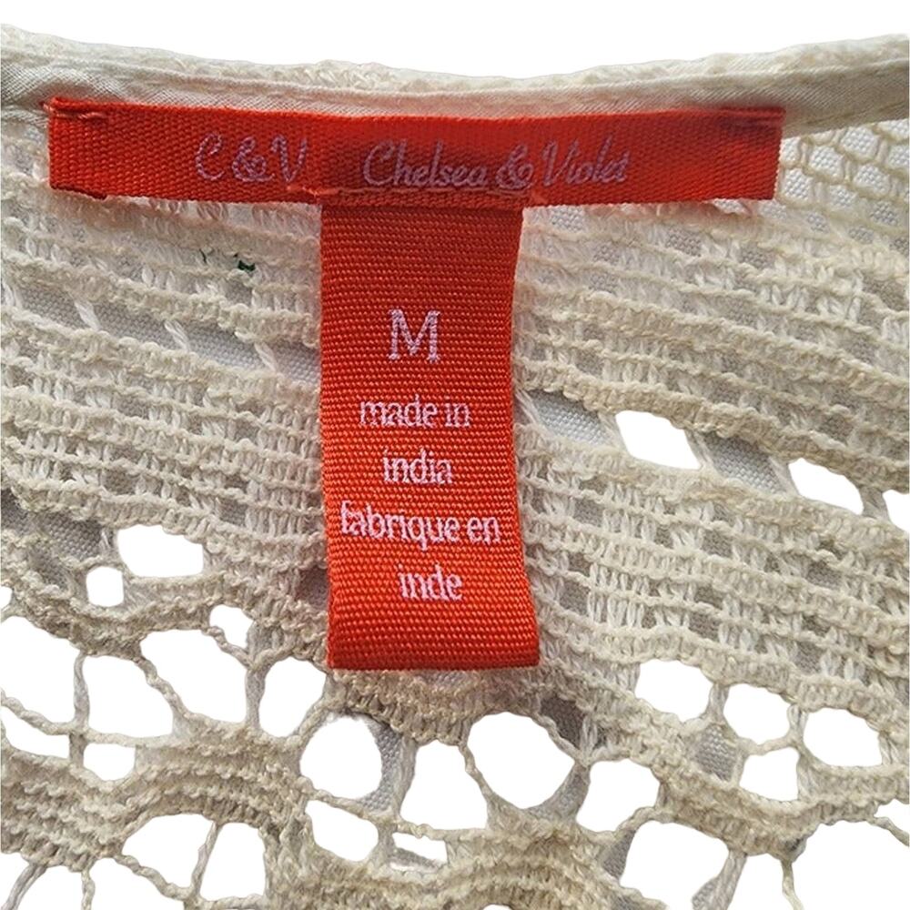Chelsea and Violet Cream Crochet Dress w/ Slip Melodie Size M - Picture 9 of 10